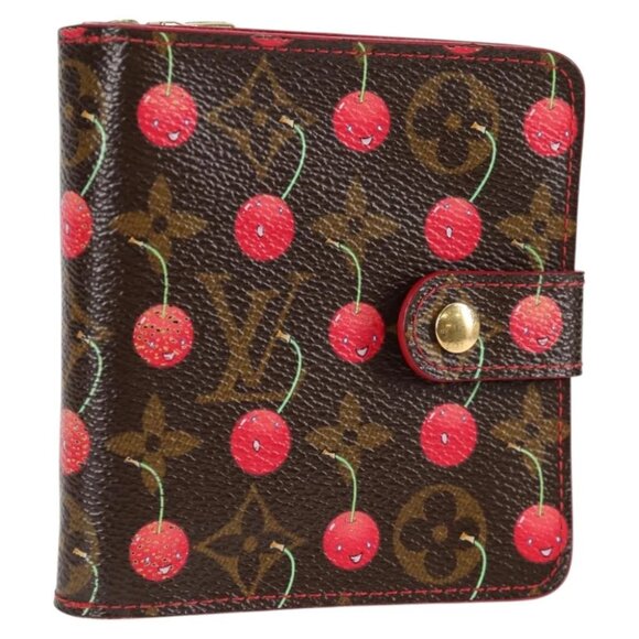 LOUIS VUITTON Monogram Cherry Compact Zip Bifold Wallet M95005 LV Auth - Picture 1 of 14